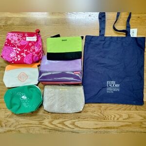 Assorted Lot of Cosmetic Makeup Bags Shiseido Clinique Estee Lauder DKNY Origins
